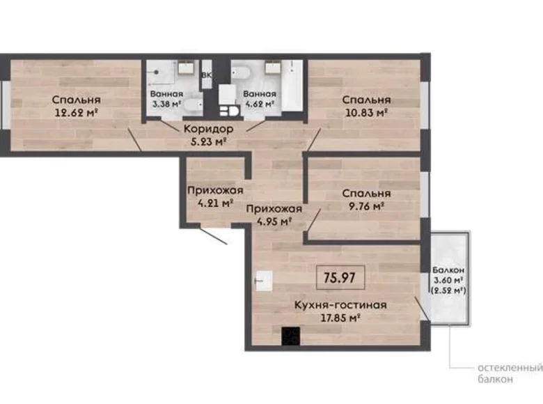 Квартира 4 комнаты 76 м² Колодищанский сельский Совет, Беларусь