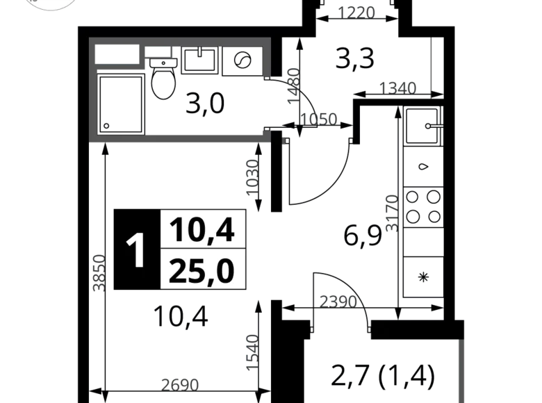 Kawalerka 1 pokój 25 m² Chimki, Rosja