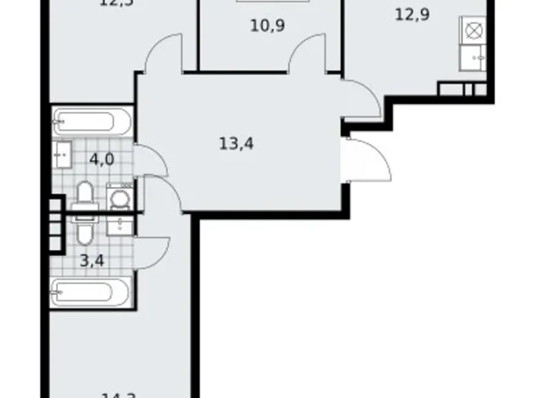 Appartement 3 chambres 73 m² poselenie Sosenskoe, Fédération de Russie