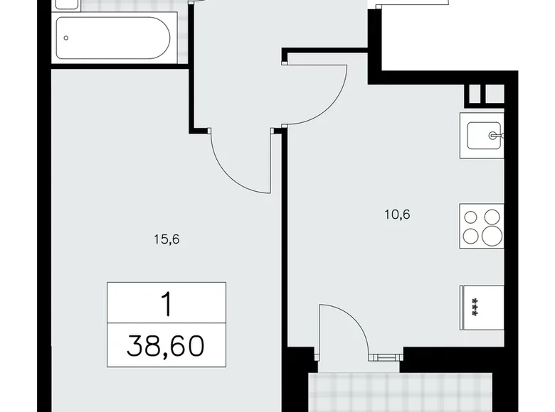 1 room apartment 39 m² poselenie Sosenskoe, Russia