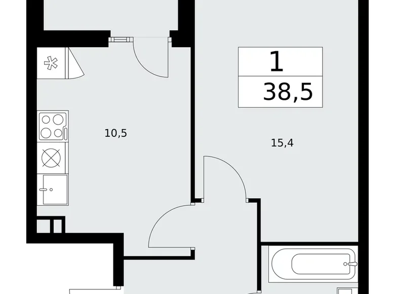 Mieszkanie 1 pokój 39 m² poselenie Desenovskoe, Rosja