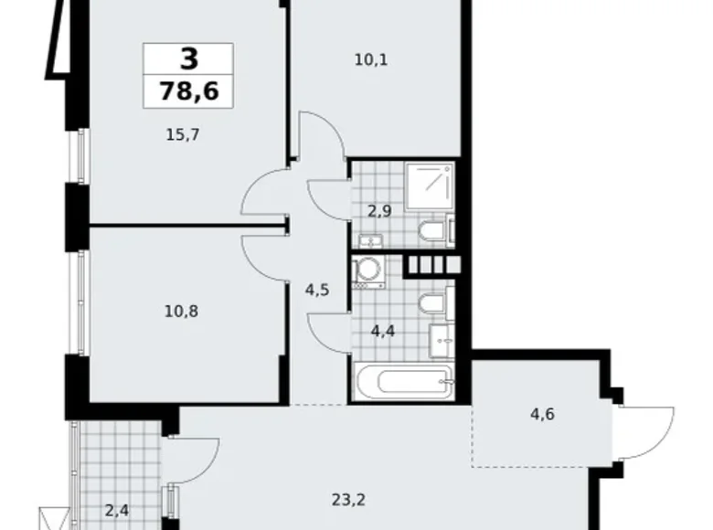 3 room apartment 79 m² poselenie Sosenskoe, Russia