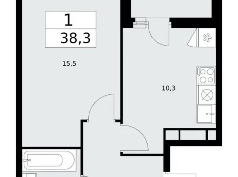 Apartamento 1 habitación 38 m² Moscú, Rusia