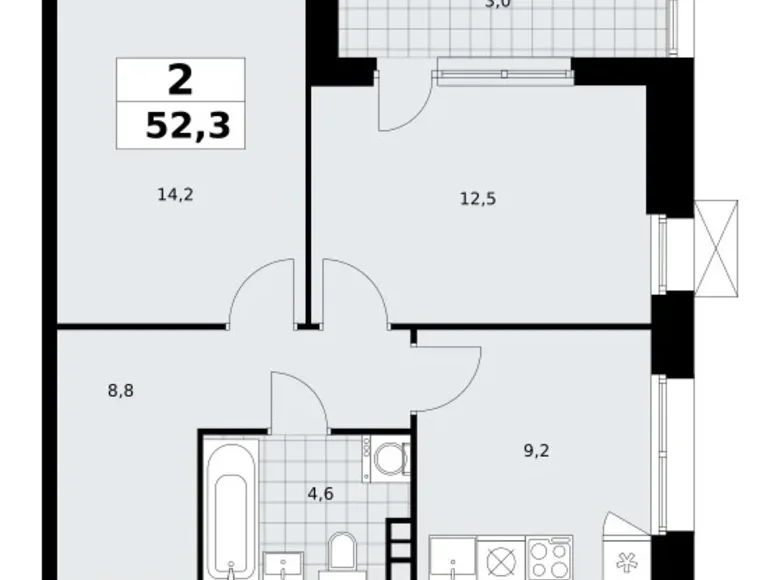 Квартира 2 комнаты 52 м² поселение Сосенское, Россия