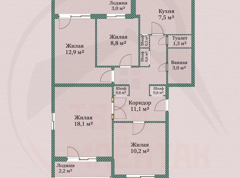 Квартира 4 комнаты 80 м² Беларучский сельский Совет, Беларусь