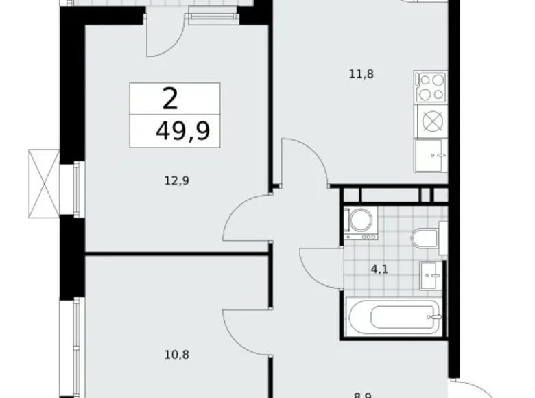 Apartamento 2 habitaciones 50 m² Moscú, Rusia