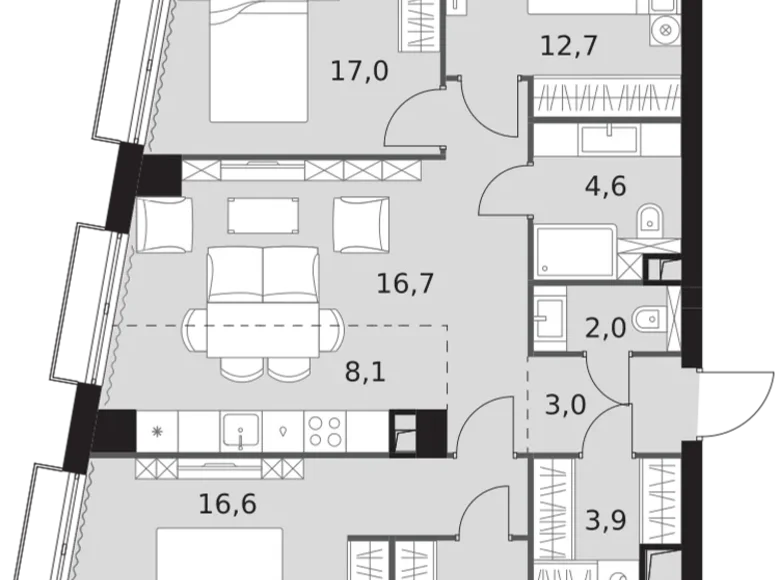 Apartamento 4 habitaciones 94 m² North-Western Administrative Okrug, Rusia