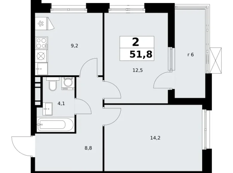 Wohnung 2 zimmer 52 m² poselenie Sosenskoe, Russland