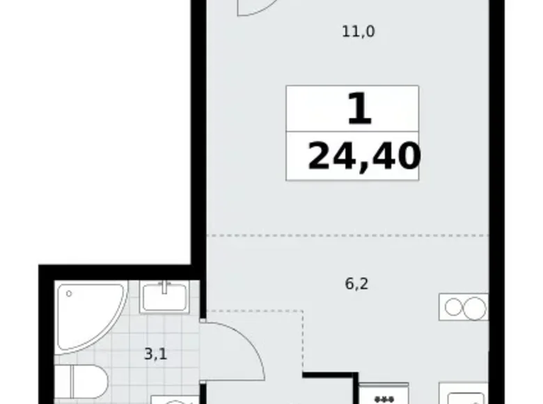 Wohnung 1 Zimmer 24 m² Postnikovo, Russland