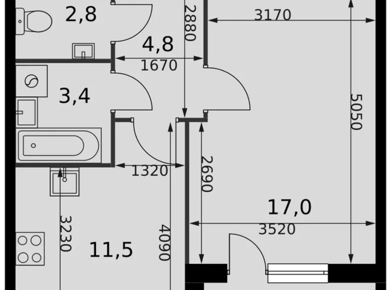 Wohnung 1 zimmer 42 m² Razvilka, Russland