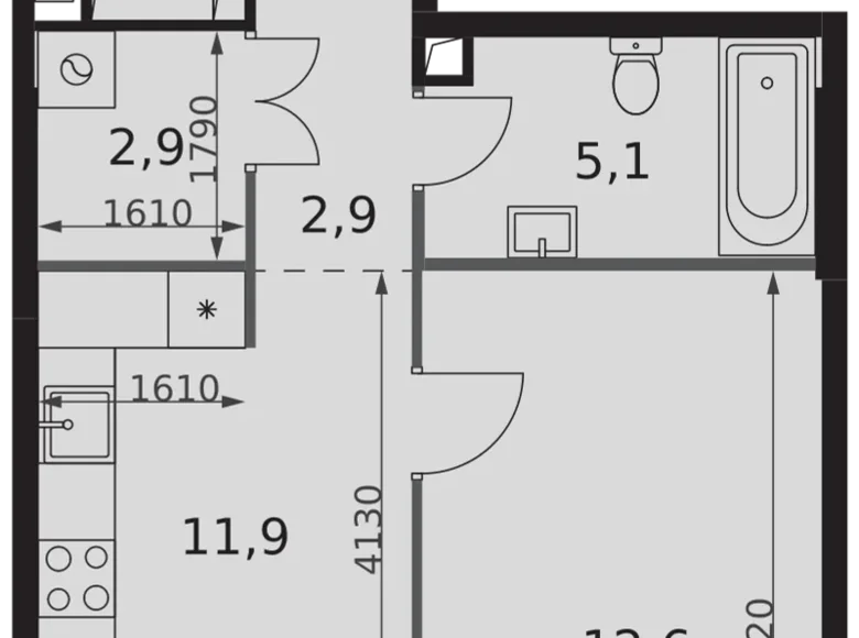 1 room apartment 35 m² North-Western Administrative Okrug, Russia