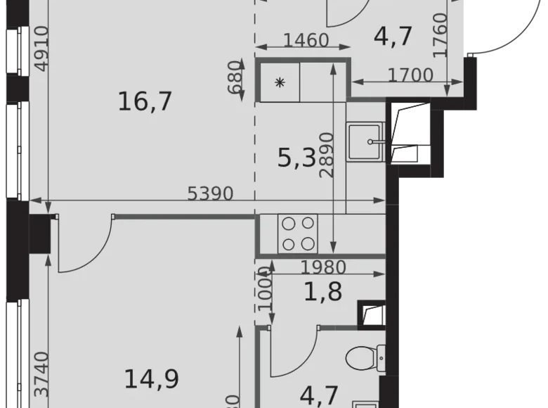 Mieszkanie 2 pokoi 52 m² North-Western Administrative Okrug, Rosja