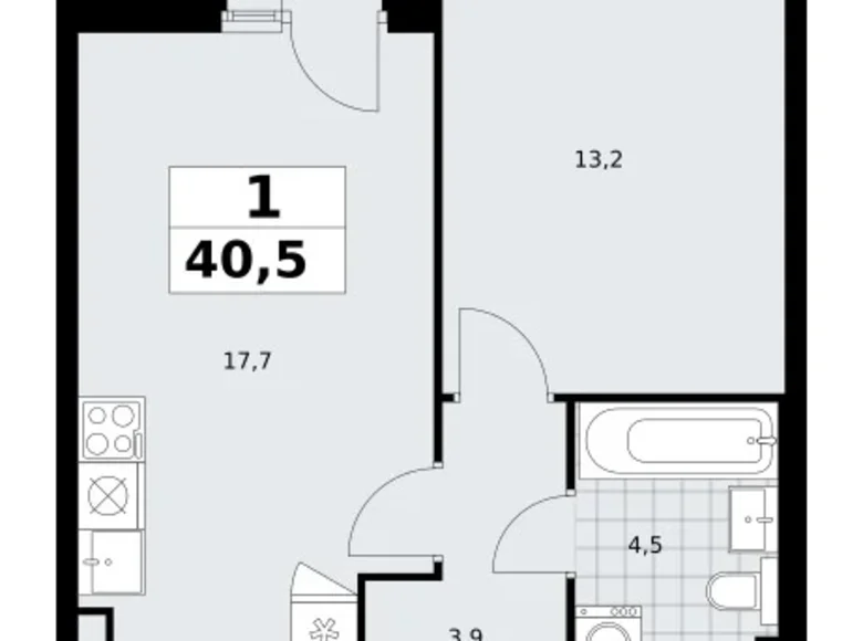 Mieszkanie 1 pokój 41 m² Troick, Rosja