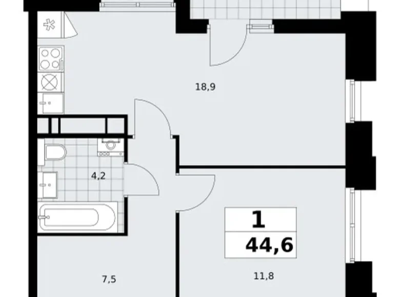 Appartement 1 chambre 45 m² poselenie Sosenskoe, Fédération de Russie