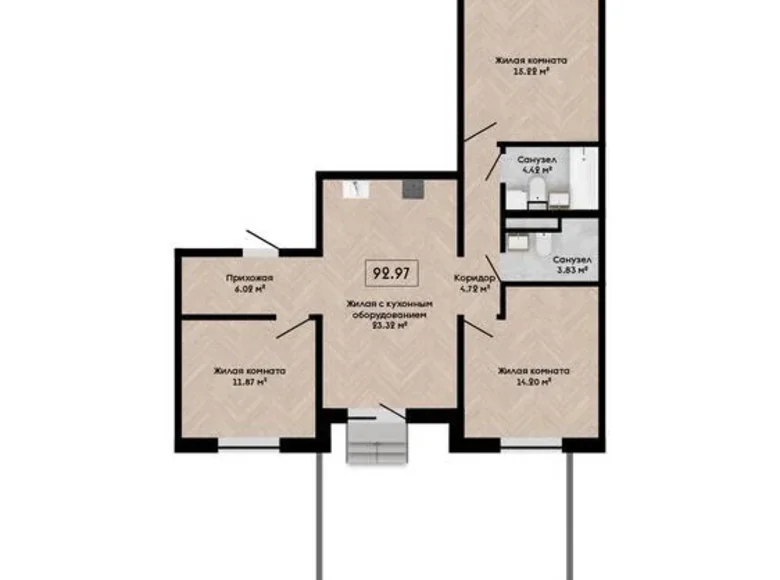 4 room apartment 93 m² Kalodziscanski sielski Saviet, Belarus