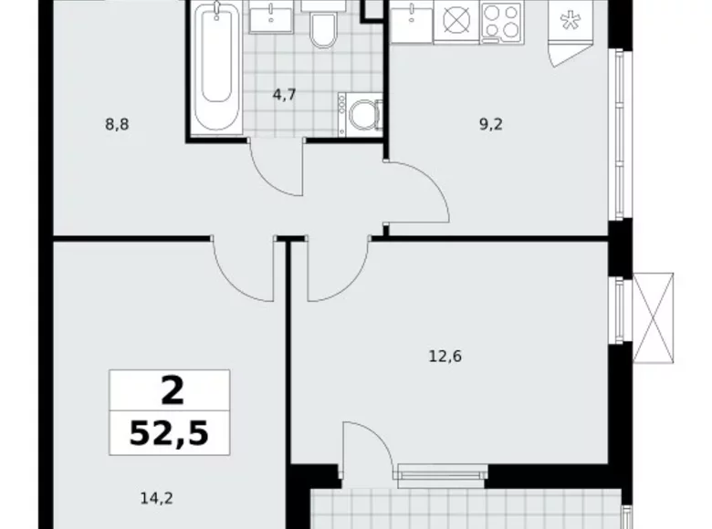 Apartamento 2 habitaciones 53 m² Moscú, Rusia