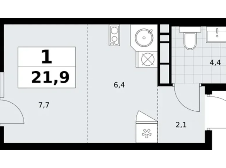 Mieszkanie 1 pokój 22 m² Postnikovo, Rosja