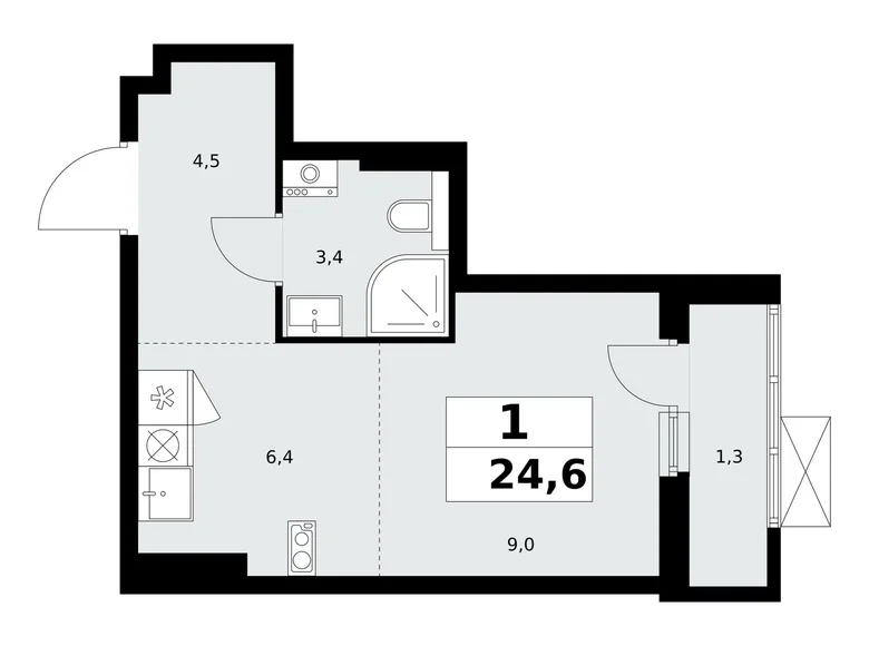 Appartement 1 chambre 25 m² poselenie Sosenskoe, Fédération de Russie