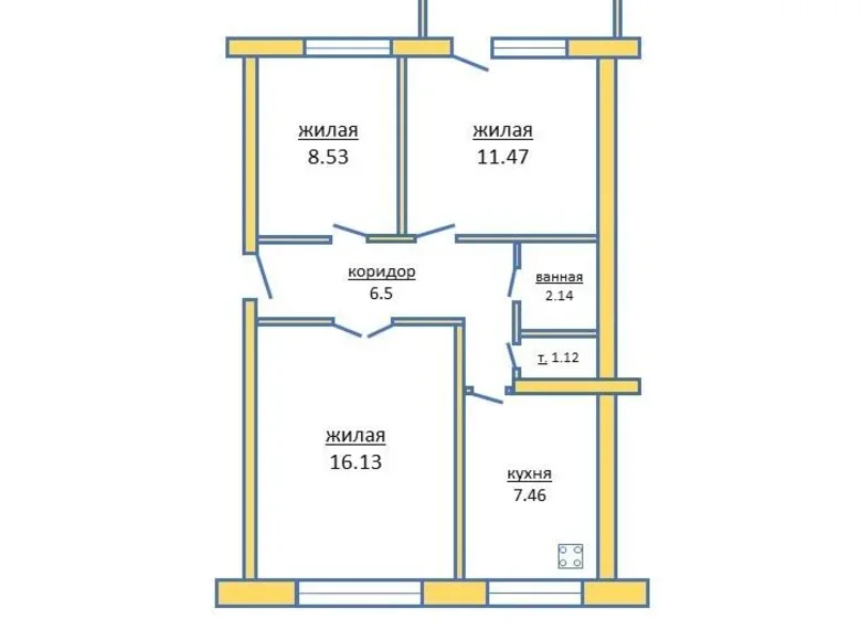 Mieszkanie 3 pokoi 54 m² Pińsk, Białoruś