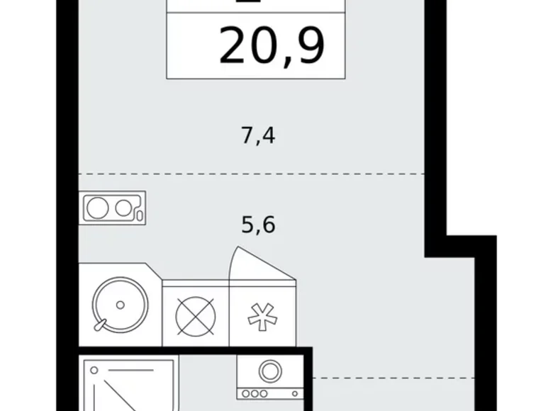 Wohnung 1 zimmer 21 m² poselenie Sosenskoe, Russland