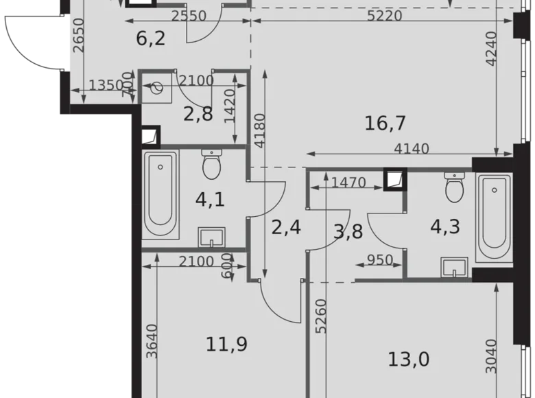 Appartement 3 chambres 74 m² North-Western Administrative Okrug, Fédération de Russie