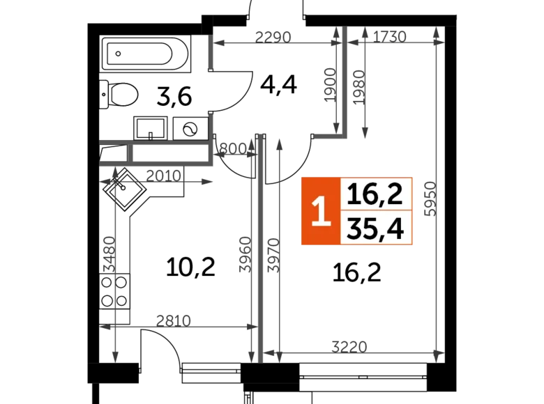 Wohnung 1 zimmer 35 m² Veshki, Russland