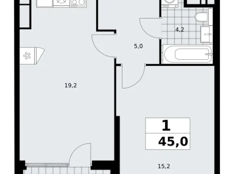 Квартира 1 комната 45 м² поселение Сосенское, Россия