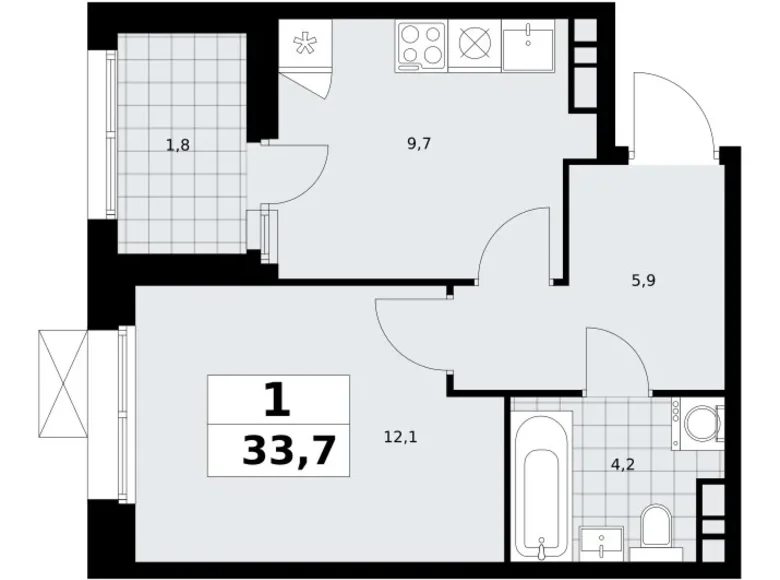 Wohnung 1 zimmer 34 m² poselenie Sosenskoe, Russland