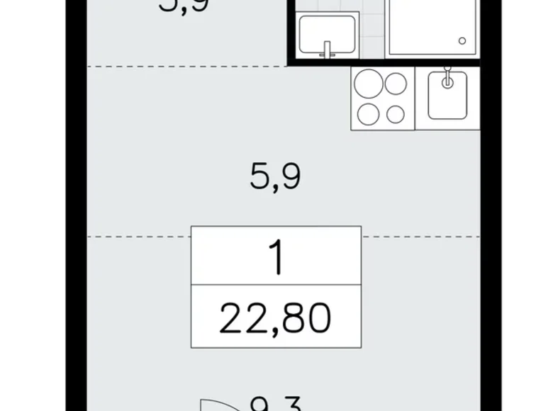 Wohnung 1 Zimmer 23 m² poselenie Sosenskoe, Russland