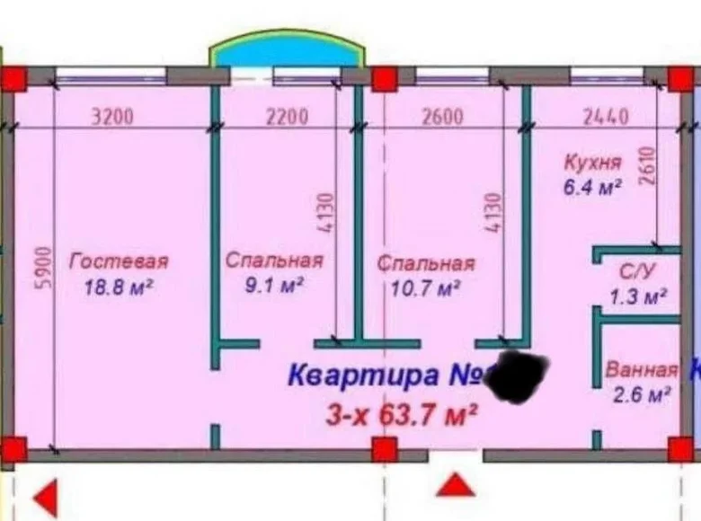 Kvartira 3 xonalar 65 m² Toshkentda