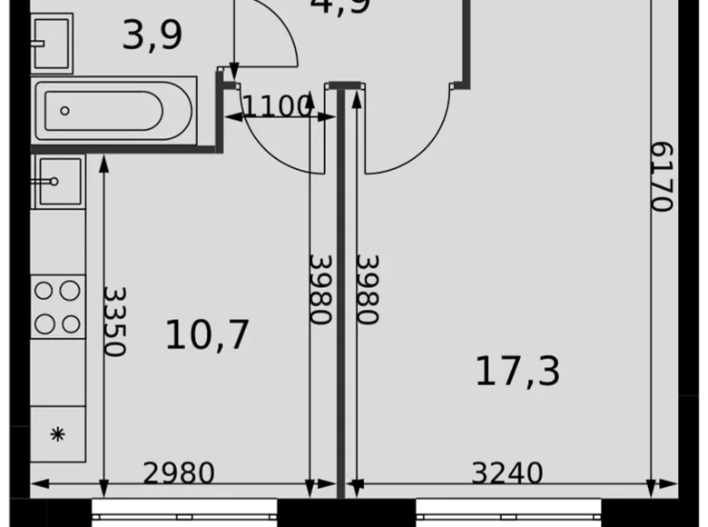 Apartamento 1 habitación 37 m² Razvilka, Rusia