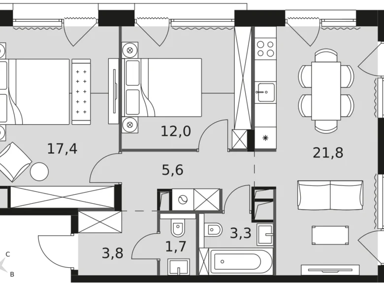 Квартира 3 комнаты 66 м² район Ростокино, Россия