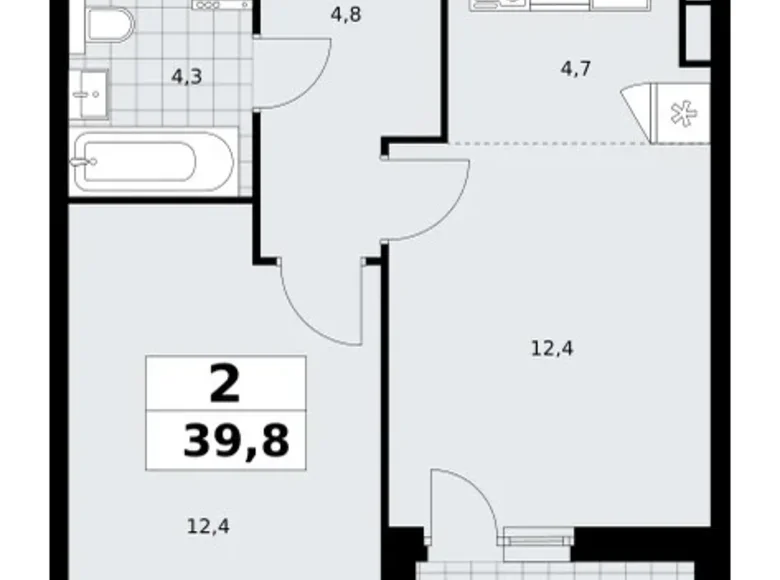 2 room apartment 40 m² poselenie Sosenskoe, Russia