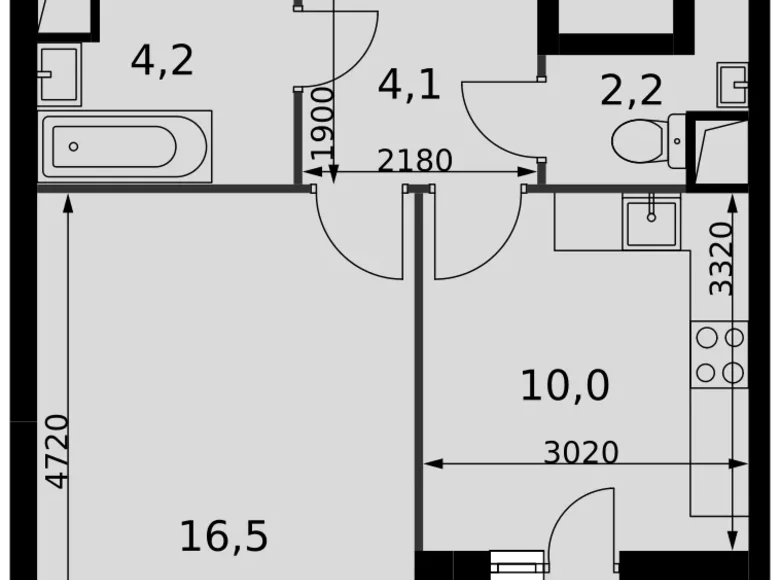 Квартира 1 комната 38 м² Развилка, Россия