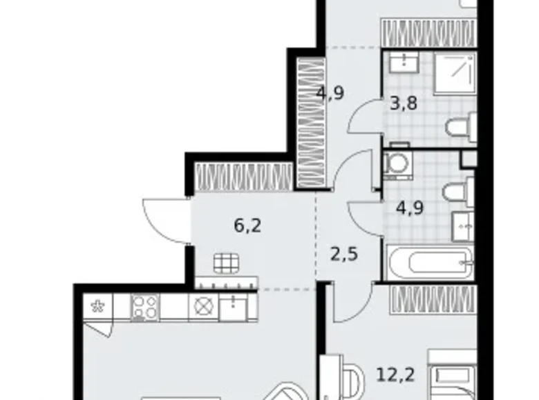Mieszkanie 2 pokoi 78 m² Kommunarka, Rosja