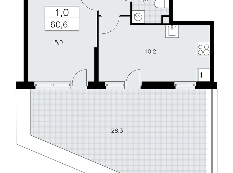 Wohnung 1 zimmer 61 m² Kommunarka, Russland