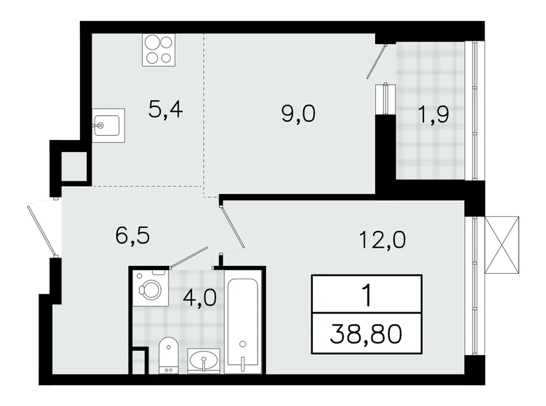 Wohnung 2 zimmer 39 m² Wsewoloschsk, Russland