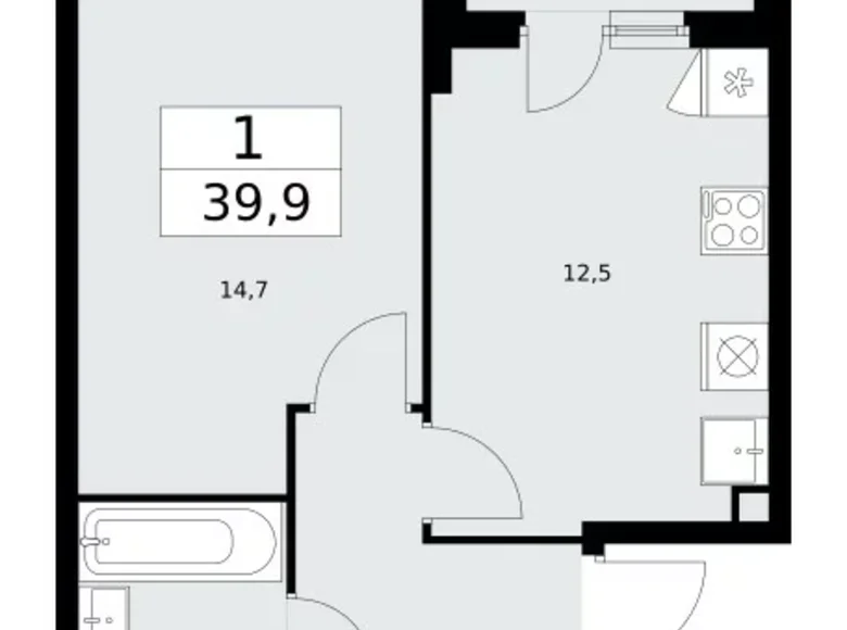 Mieszkanie 1 pokój 40 m² poselenie Sosenskoe, Rosja