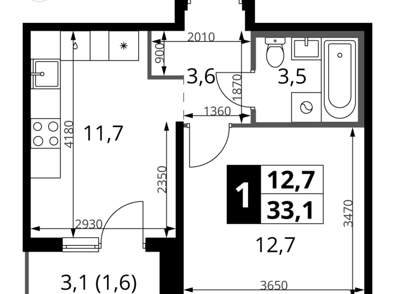Mieszkanie 1 pokój 33 m² Leninsky District, Rosja
