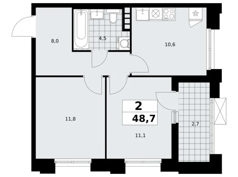 Квартира 2 комнаты 49 м² поселение Сосенское, Россия