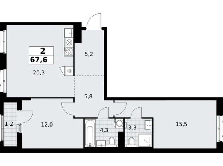Wohnung 2 zimmer 68 m² Troizk, Russland