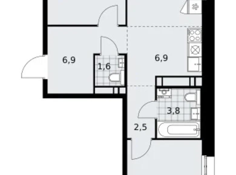 3 room apartment 60 m² poselenie Sosenskoe, Russia