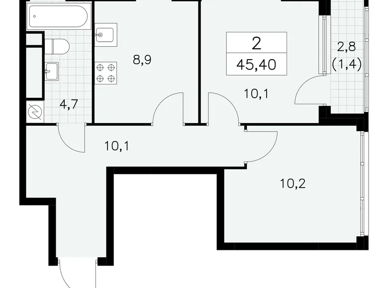 Appartement 2 chambres 45 m² South-Western Administrative Okrug, Fédération de Russie