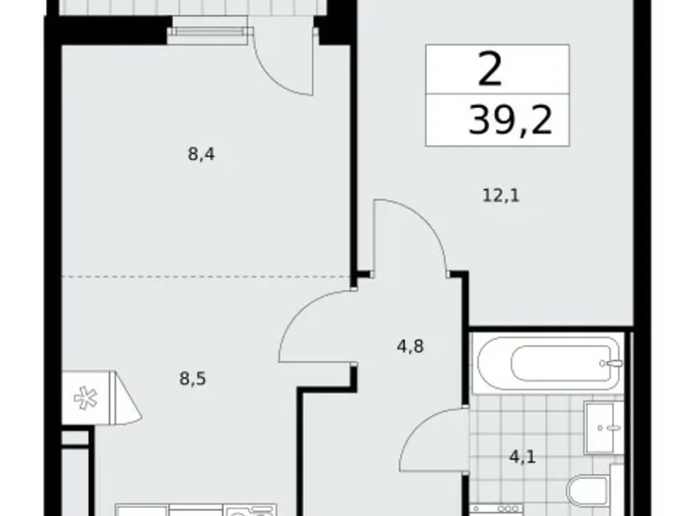 Квартира 2 комнаты 39 м² Москва, Россия