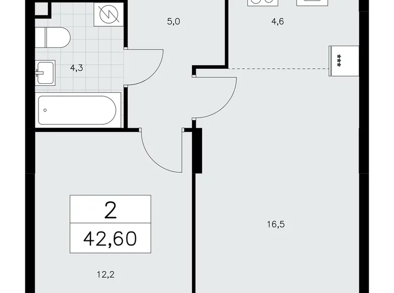 Mieszkanie 2 pokoi 43 m² Kommunarka, Rosja