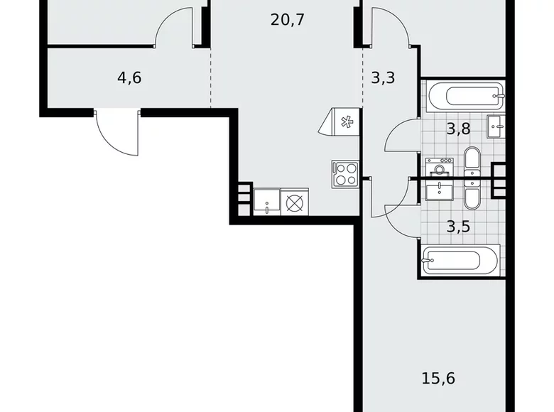 Appartement 3 chambres 76 m² poselenie Desenovskoe, Fédération de Russie