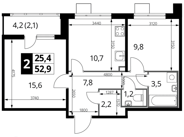 Mieszkanie 2 pokoi 53 m² Nekrasovka District, Rosja