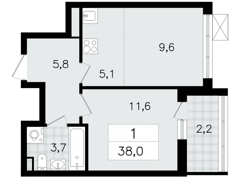 Wohnung 2 Zimmer 38 m² Wsewoloschsk, Russland