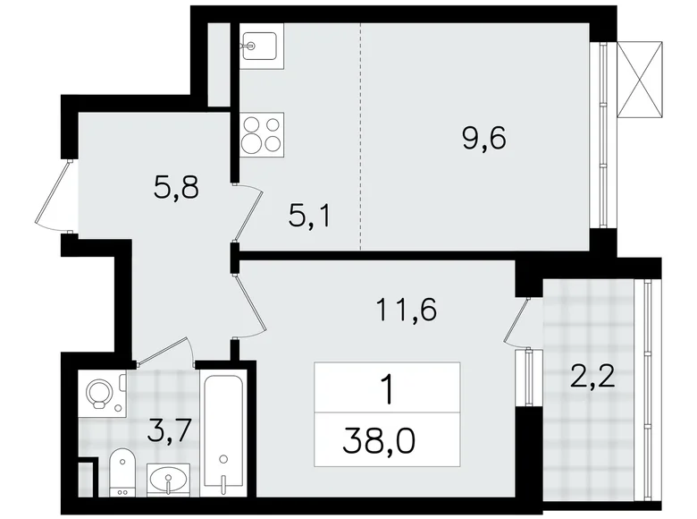 Apartamento 2 habitaciones 38 m² Vsevolozhsk, Rusia