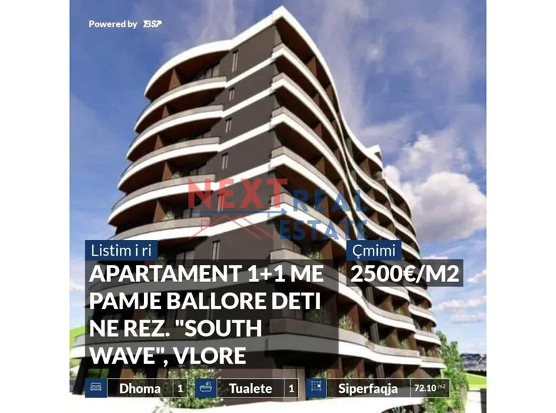 Квартира 2 комнаты 62 м² Влёра, Албания